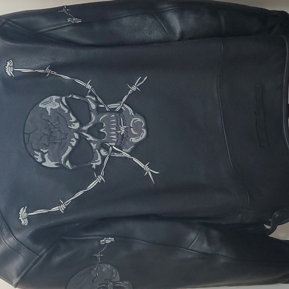Men's First Racing Skull Barned wire leather Jacket - Picture 5 of 5